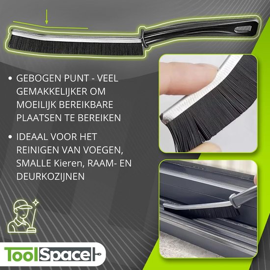 Voegenborstel Set - Nadenborstel Handvat - Dieptereiniging Tegels - Harde PET-Haren - 3 Stuks - Zwart — afbeelding 5
