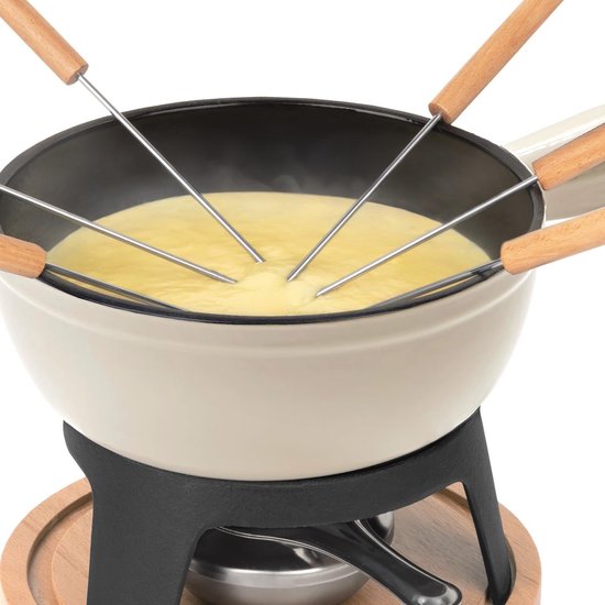 Fondue Set - Kaas Chocola - Gezellig Tafelen - Gietijzeren Pan - Voor 6 Personen - Natuurlijk — afbeelding 3