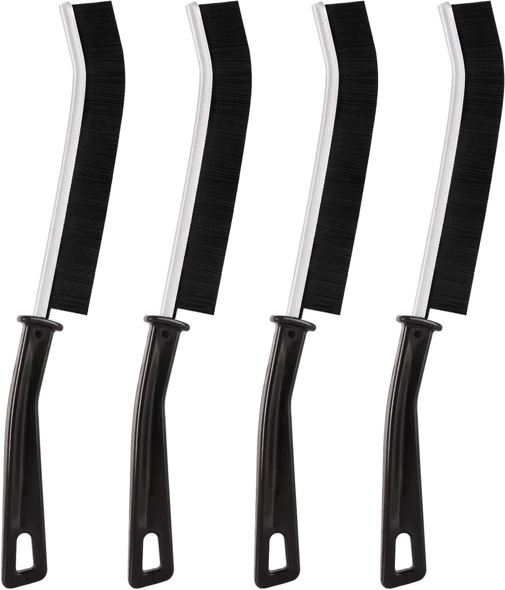 Spleetborstels Set - Voegenborstels Haren - Dieptereiniging Hoekjes - Ergonomisch Gebogen Handvat - 4 Stuks - Zwart