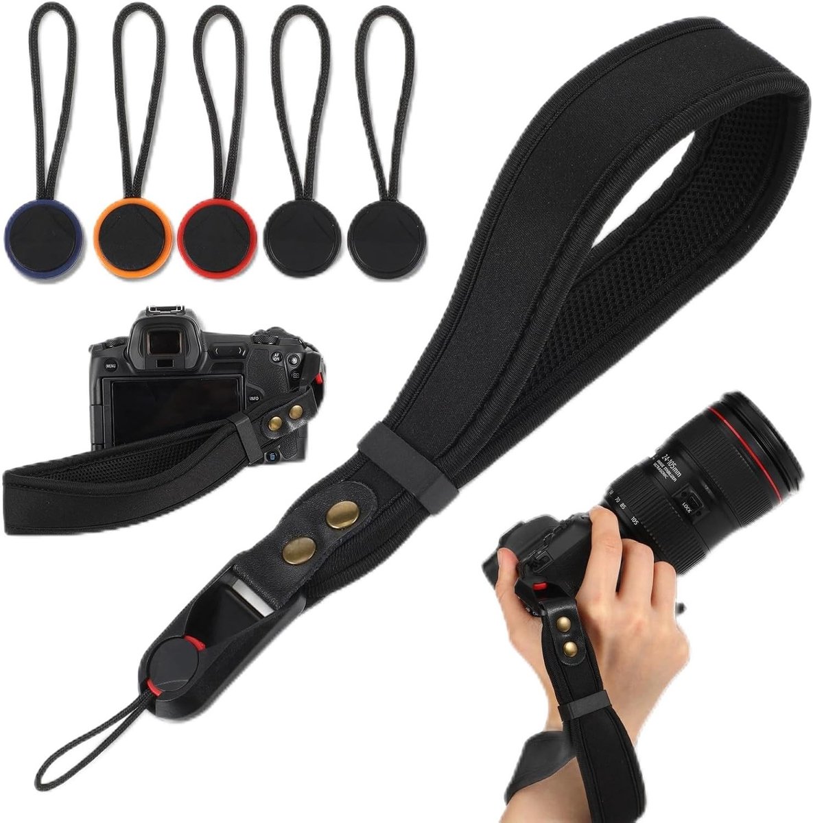 Verstelbare camera polsband met 5 verwisselbare quick releases voor SLR en digitale camera's