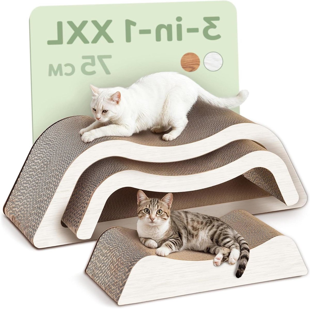 Krabmeubel Kat - Krabpaal Set - Klažuverzorging Katten - 3-Delig Ontwerp - 75 cm - Wit