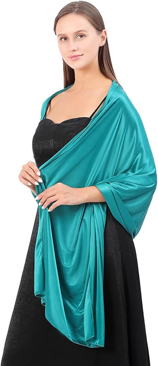 Elegante zijden sjaals en wraps voor avondjurken - Lichtgewicht stola's voor bruiloften, feesten en bruidsgroepen, 200×70cm, groen