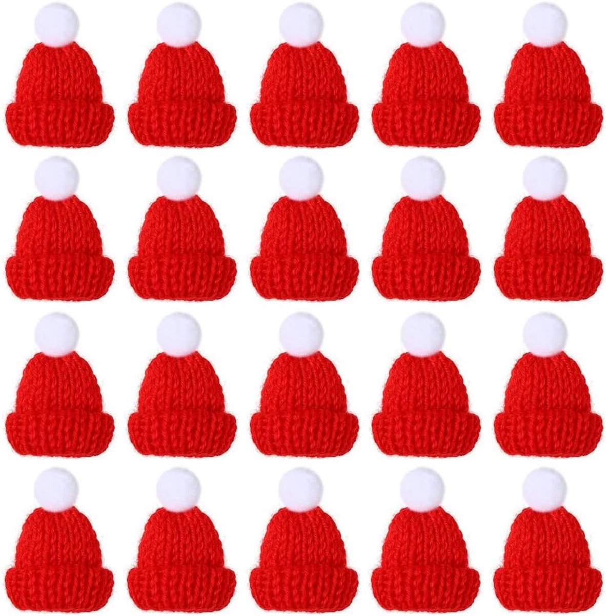 Mini Santa Hoedjes, 20 Stuks, Decoratieve Kerst Hoedjes, Gebreide Kerstaccessoires voor Feestelijke Tafeldecoratie