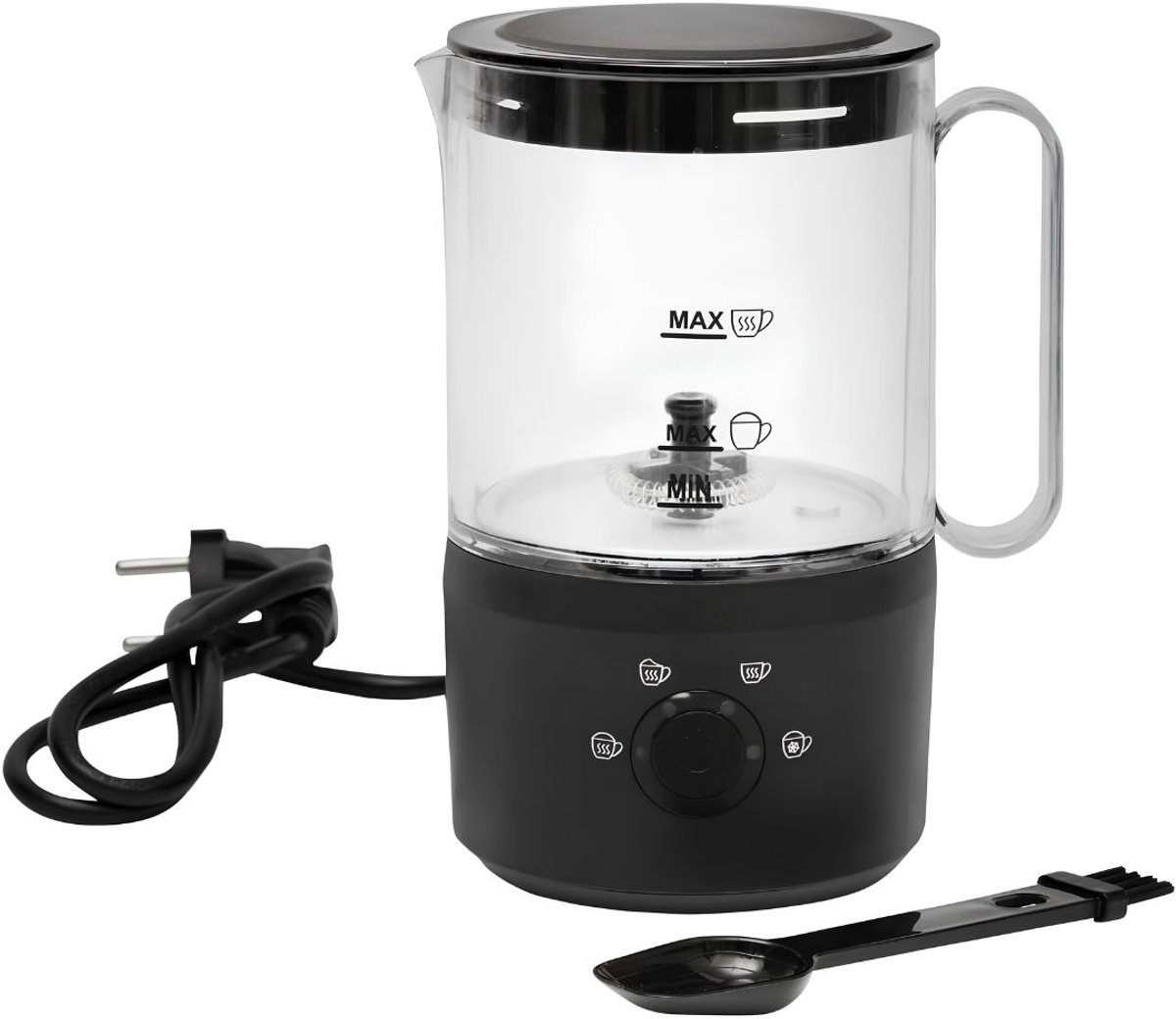 TYR® Melk Opschuimer - Elektrische Melkschuimer - Met 4 Functies - Melkopschuimer - Zwart - 11cm x 13cm x 18cm