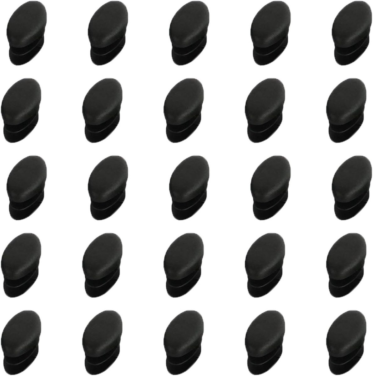 SnelShoppen - 25 Stuks School Stoel Plastic Ovalen Stoelpoot Beschermers Zwart (14x28mm) voor Vloerbescherming en Stabiliteit