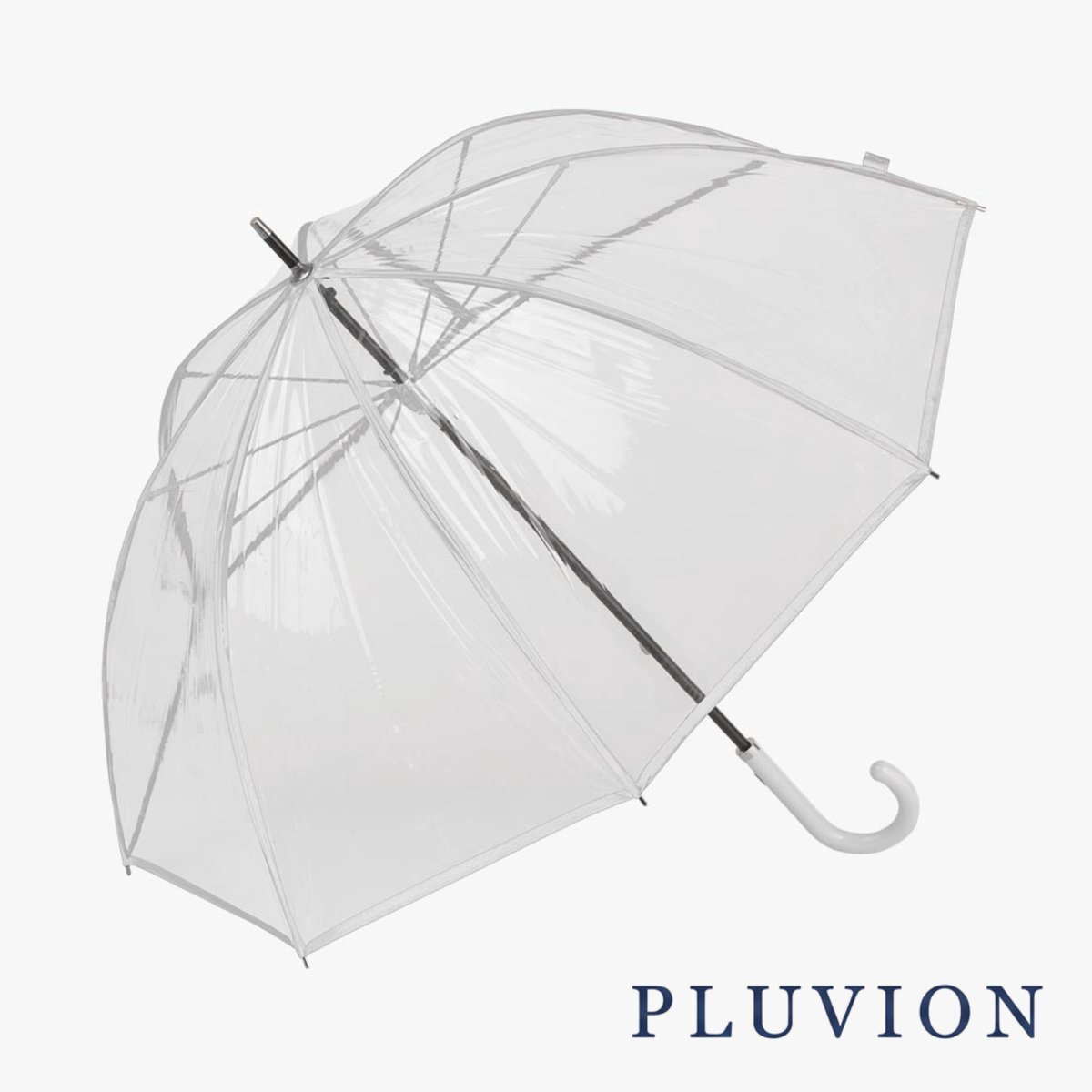 Pluvion Essential Transparante Paraplu Dames - Koepelmodel - Windproof - 65cm - Grijs