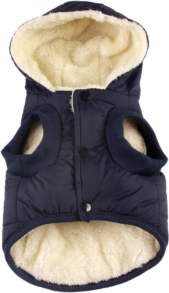 Hondenhoodie met warme fleece voering voor de winter, middelgrote hondenjas met capuchon in blauw