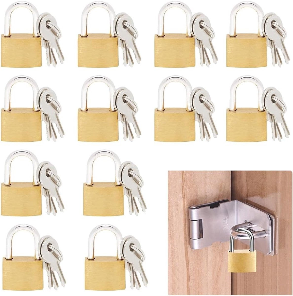 Mini Hangslot Set van 12 Stuks voor Reis, Sport en Klaslokaal - Duurzame Metalen Sloten voor Bagage en Lockers
