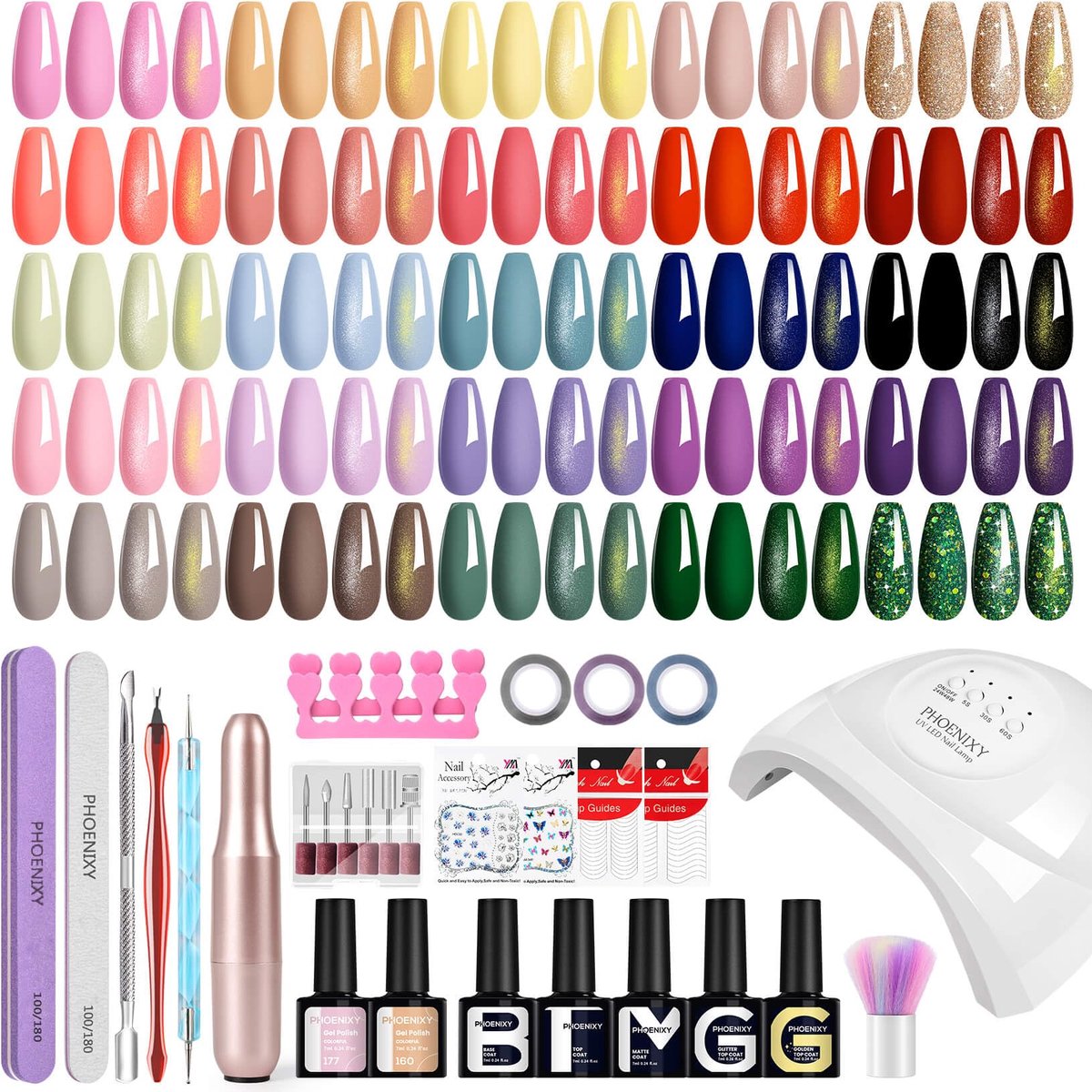 Gel nagellak set met UV lamp - 6 kleuren - lange houdbaarheid - perfecte manicure thuis - Luxento