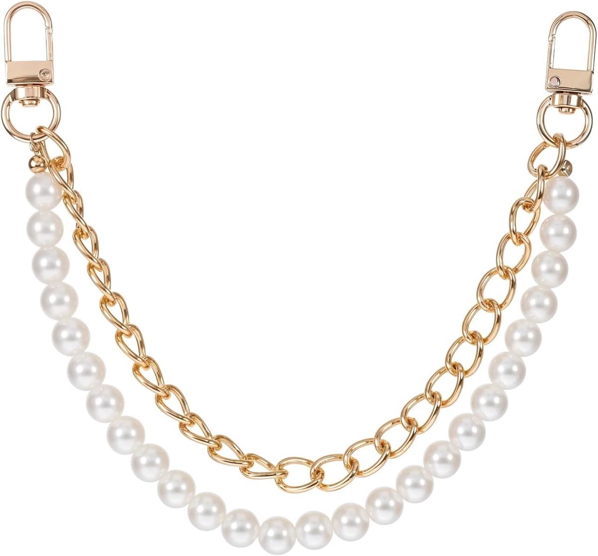 Korte Parelsieraad van 32 cm, Verlengketting voor Tassen, Decoratieve Ketting voor Modeaccessoires, Perfect voor Handtassen en Schoenen