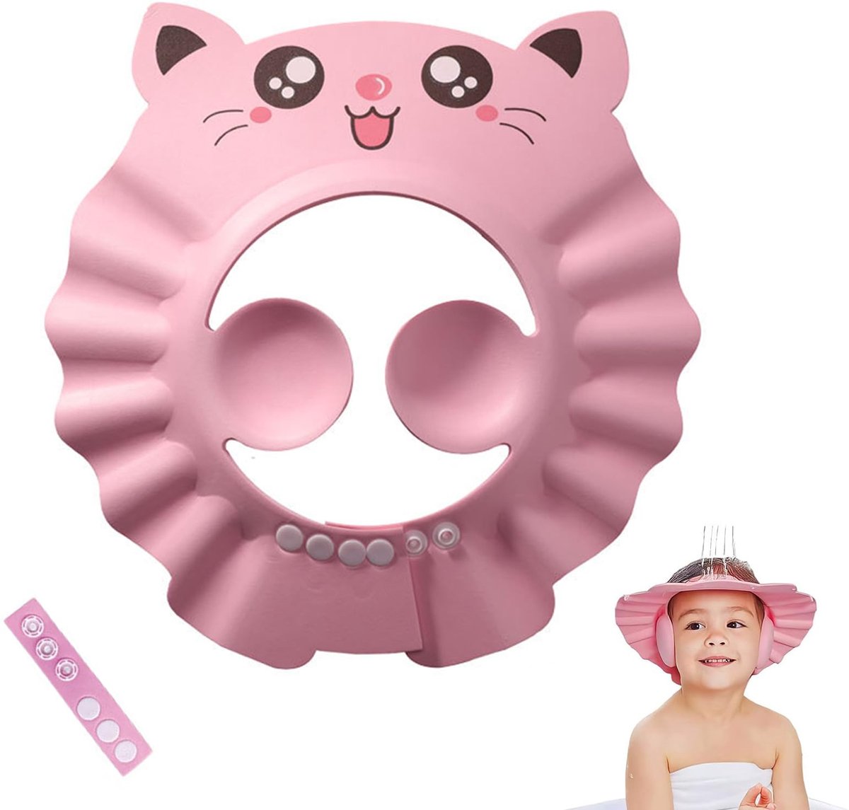 Douchemuts voor kinderen - roze - waterdicht - haarwassen zonder zorgen - ShopVlot