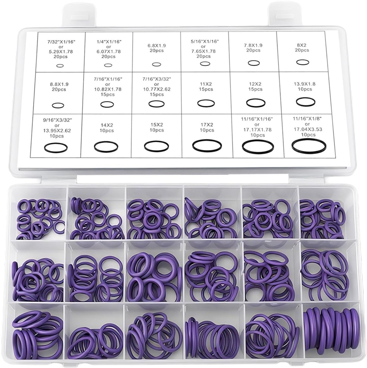 Assortiment van 270 Nitril O-ringen in 18 maten voor diverse toepassingen en projecten