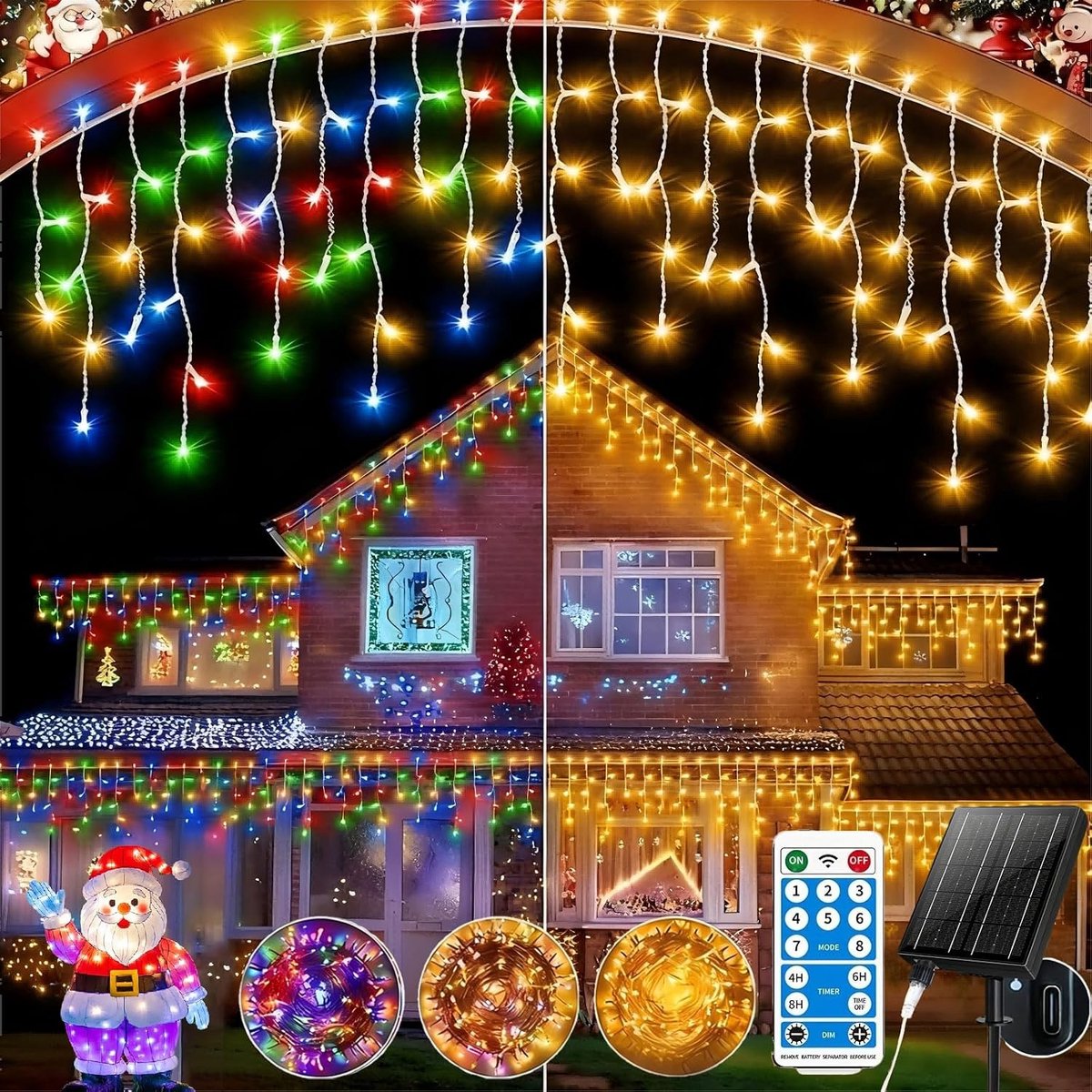 Lichtsnoer op zonne-energie - Warm Meerkleurig - 30 m - 660 LEDs met 8 Modi en Timer - Voor Buiten en Binnen