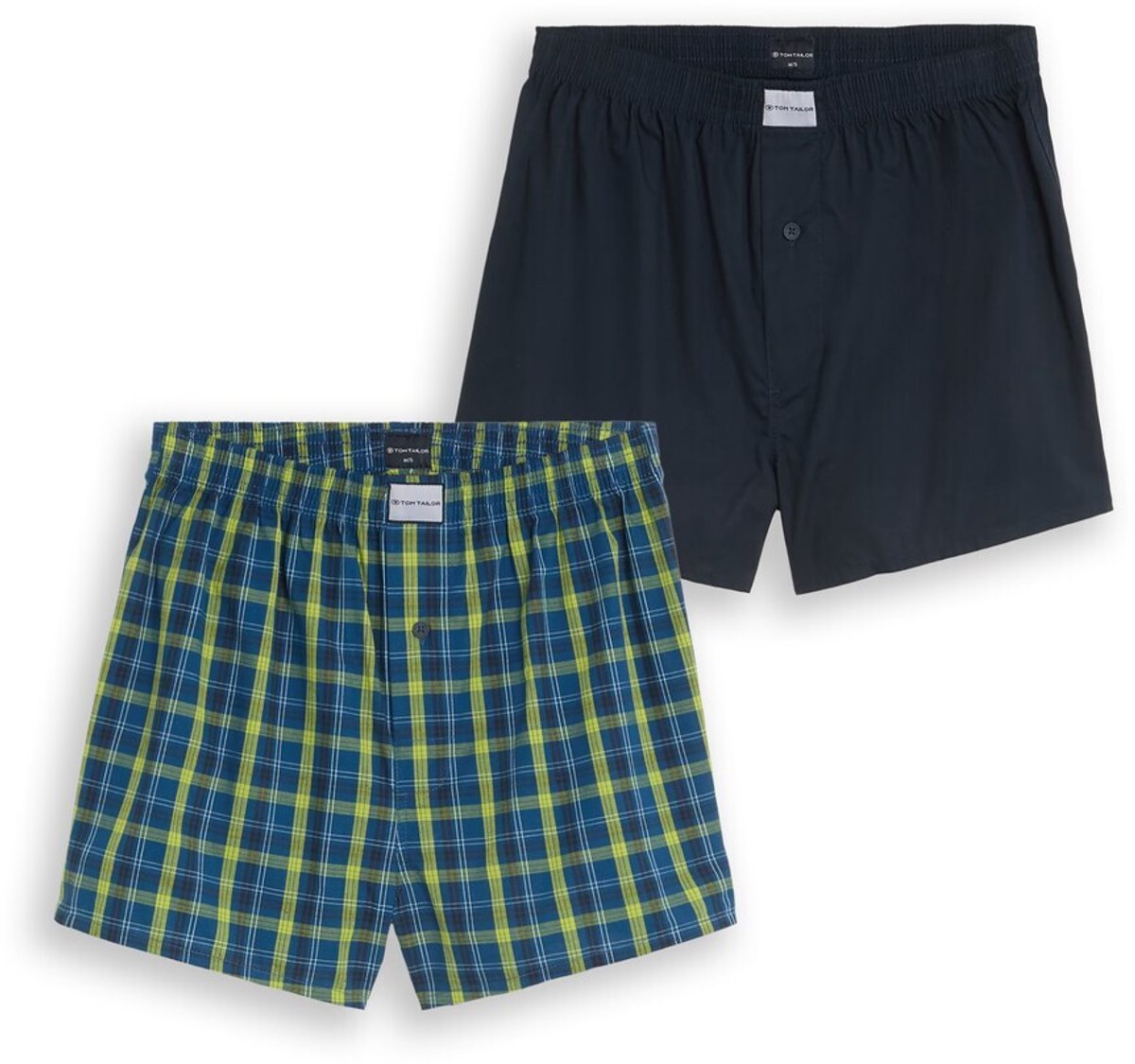 Tom Tailor - Boxershorts met ruitjespatroon in een set van 2 - Maat M/5 - blue-medium-check