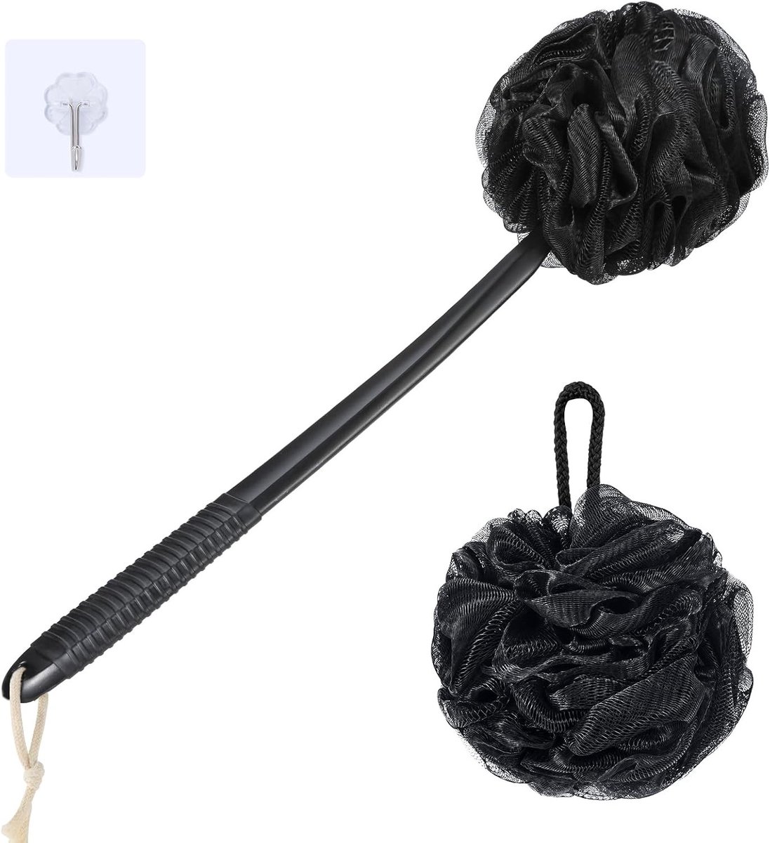 Loofah Spons Set voor Douche, 43 cm Lange Handgreep, Exfoliërende Bad Spons en Pees Mesh Luffa voor Zachte Huidverzorging