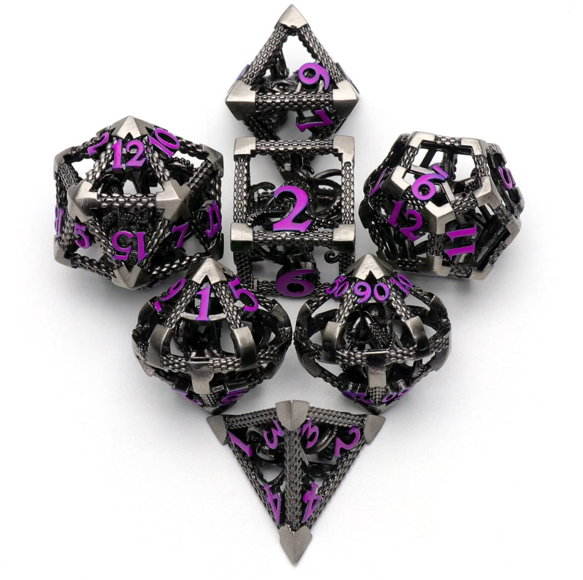 DND Würfel Set - 3D Cthulhu Violett - Polyedrische D&D dobbelstenen - Perfect voor RPG-spellen - ShopVlot