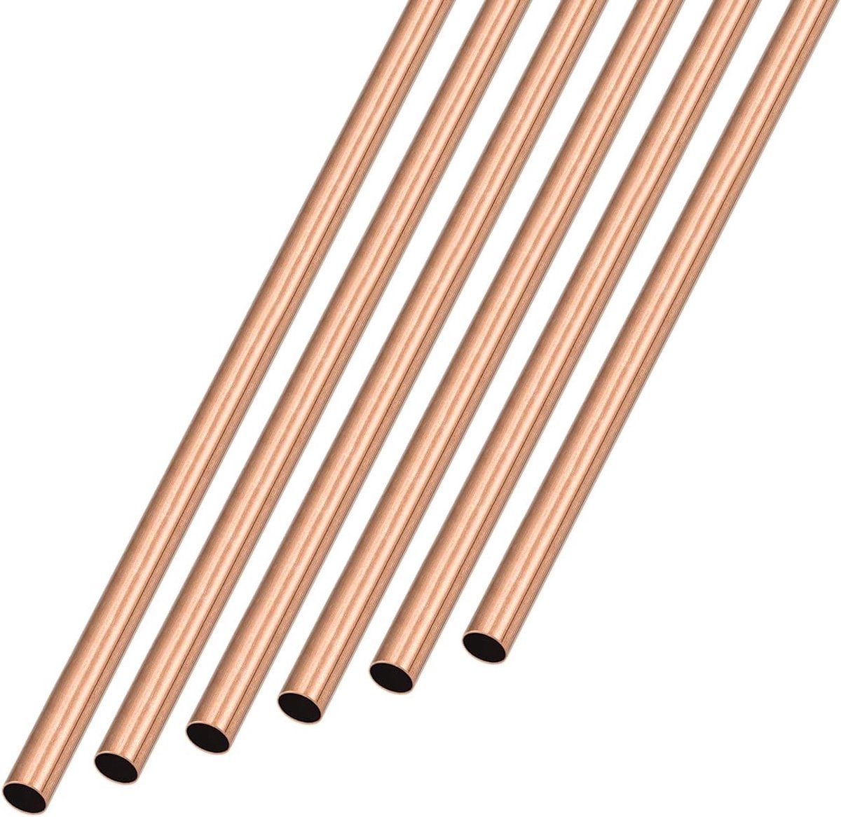 Koperbuizen 3mm AD x 0.25mm Wanddikte x 200mm Lengte - 6 Stuks Rechthoekige Slangen voor Thuis, Meubels en Doe-Het-Zelf Projecten