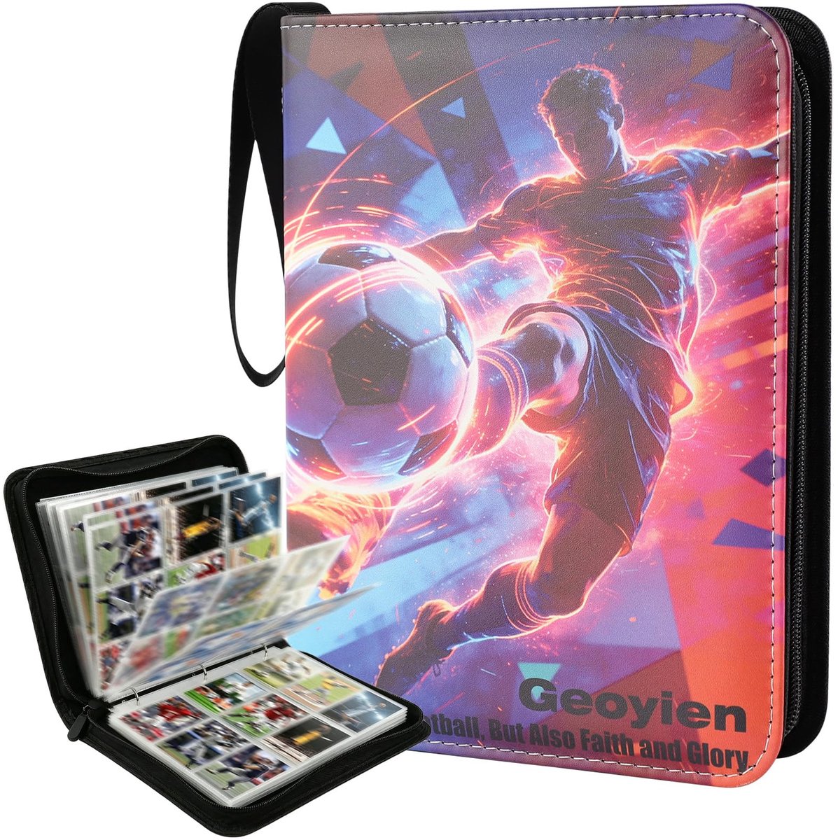 Geoyie Album kaarten, album voor voetbal, 50 pagina's, 6,7 x 9,1 cm voor standaard voetbalkaarten, verzamelkaarten - ShopVlot