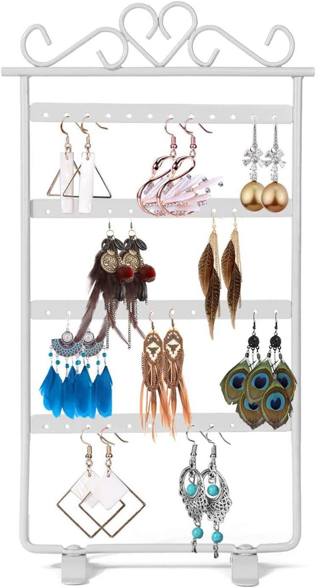 1 stuk sieradenstandaard, oorbelhouder 46 gaten oorbelstandaard, 4 metalen oorbelorganizer, sieradenhouder - ShopVlot