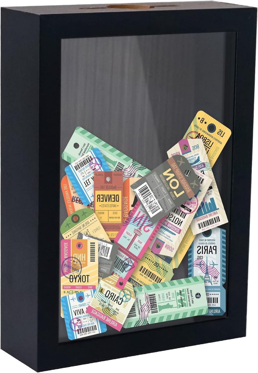 Kleine Schaduwdoos, Zwart, 5x7cm Top Loader, Slotted Display Cabinet voor Film, Sportevenementen en Concerttickets, Opslag van Drankdoppen en Herinneringen