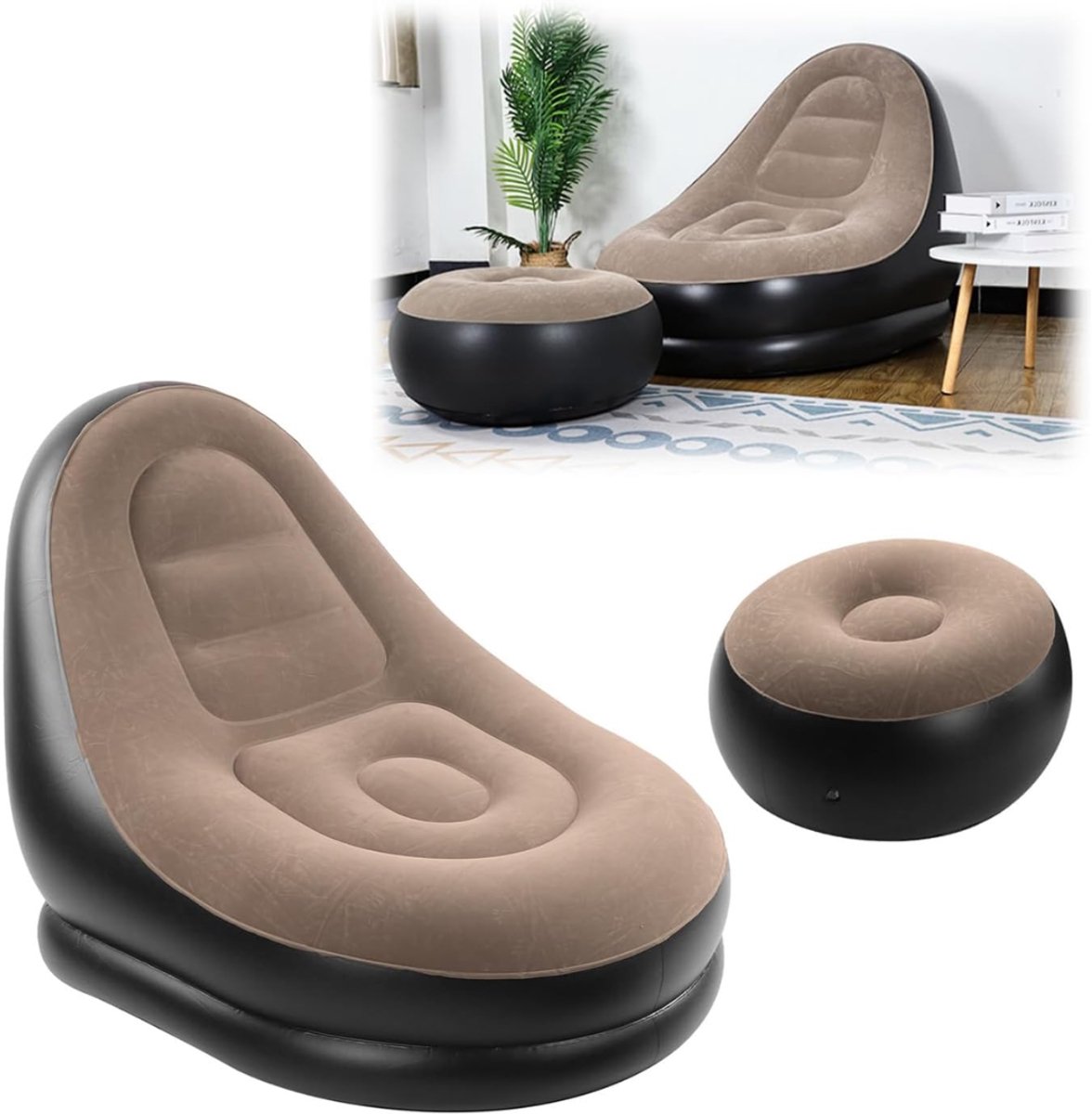 Allvia® Opblaasbare Bank - Opblaasbare Stoel - Opblaasbare Zetel - Bruin - 125cm x 100cm x 50cm