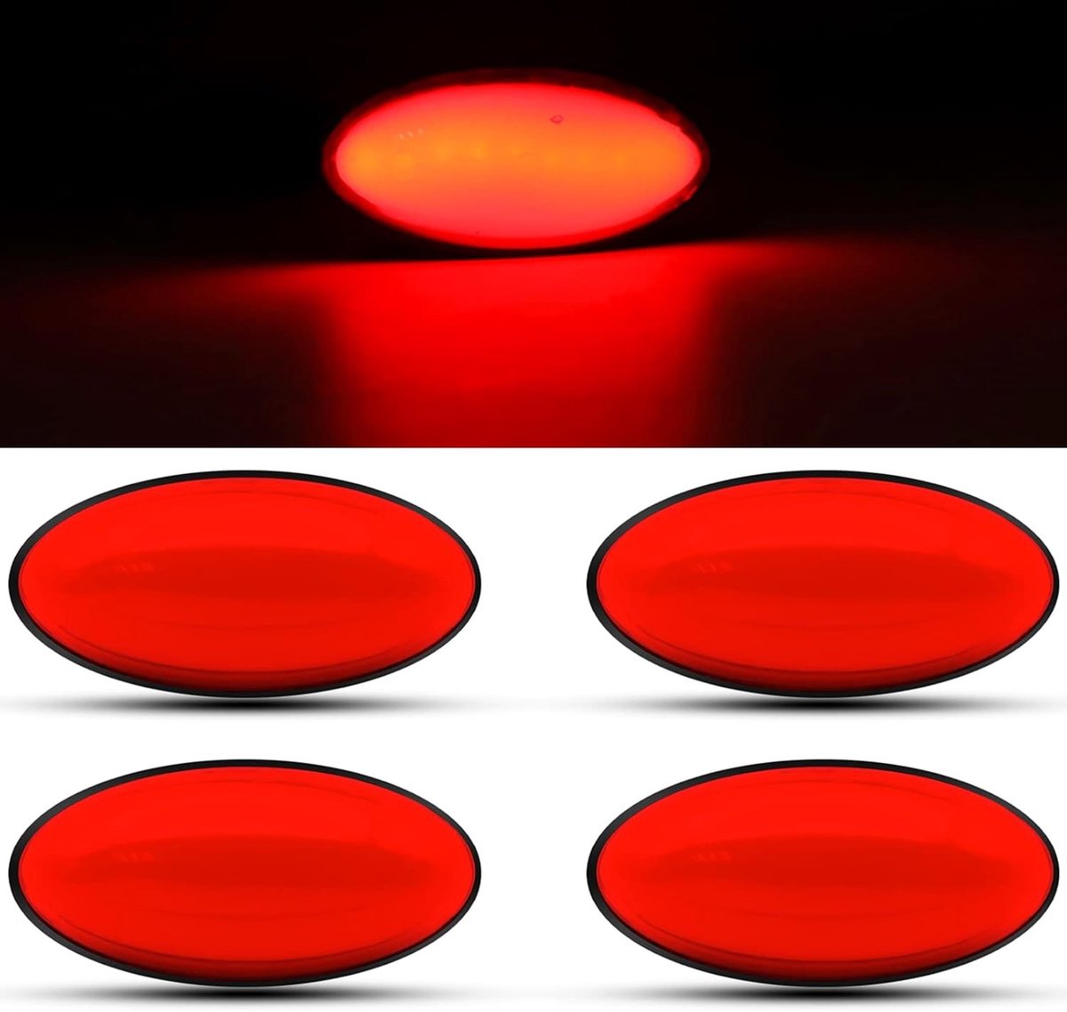 Set van 4 LED Trailer Zijlichten 12V 24V voor Aanhangwagen, Caravan en Truck - Achter- en Voorkant Verlichting (Rood)