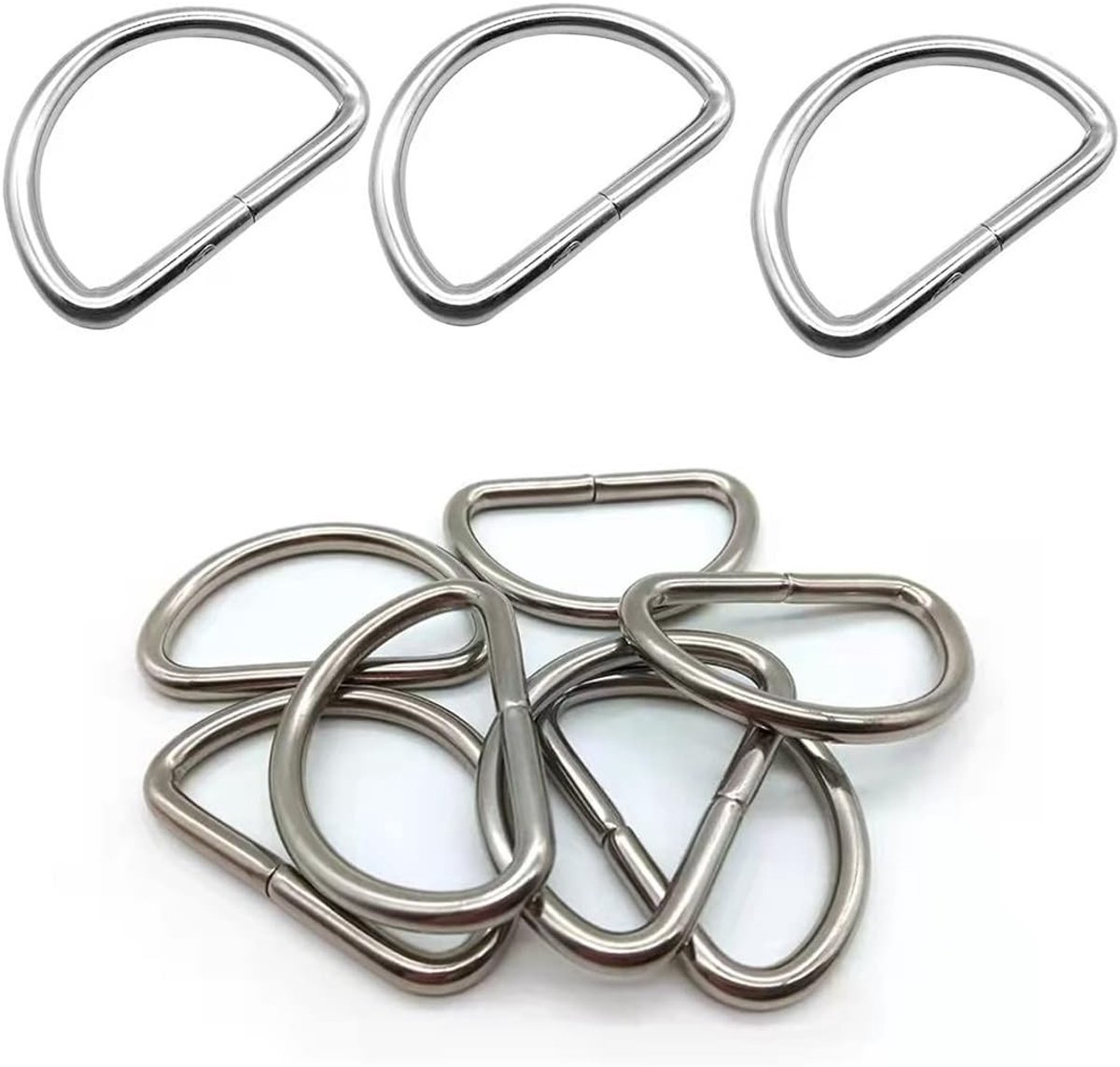 30 Stuks Metalen D-Ringen 32mm - Stevige Half Ringen voor Rugzakken, Tassen en Handgemaakte Projecten