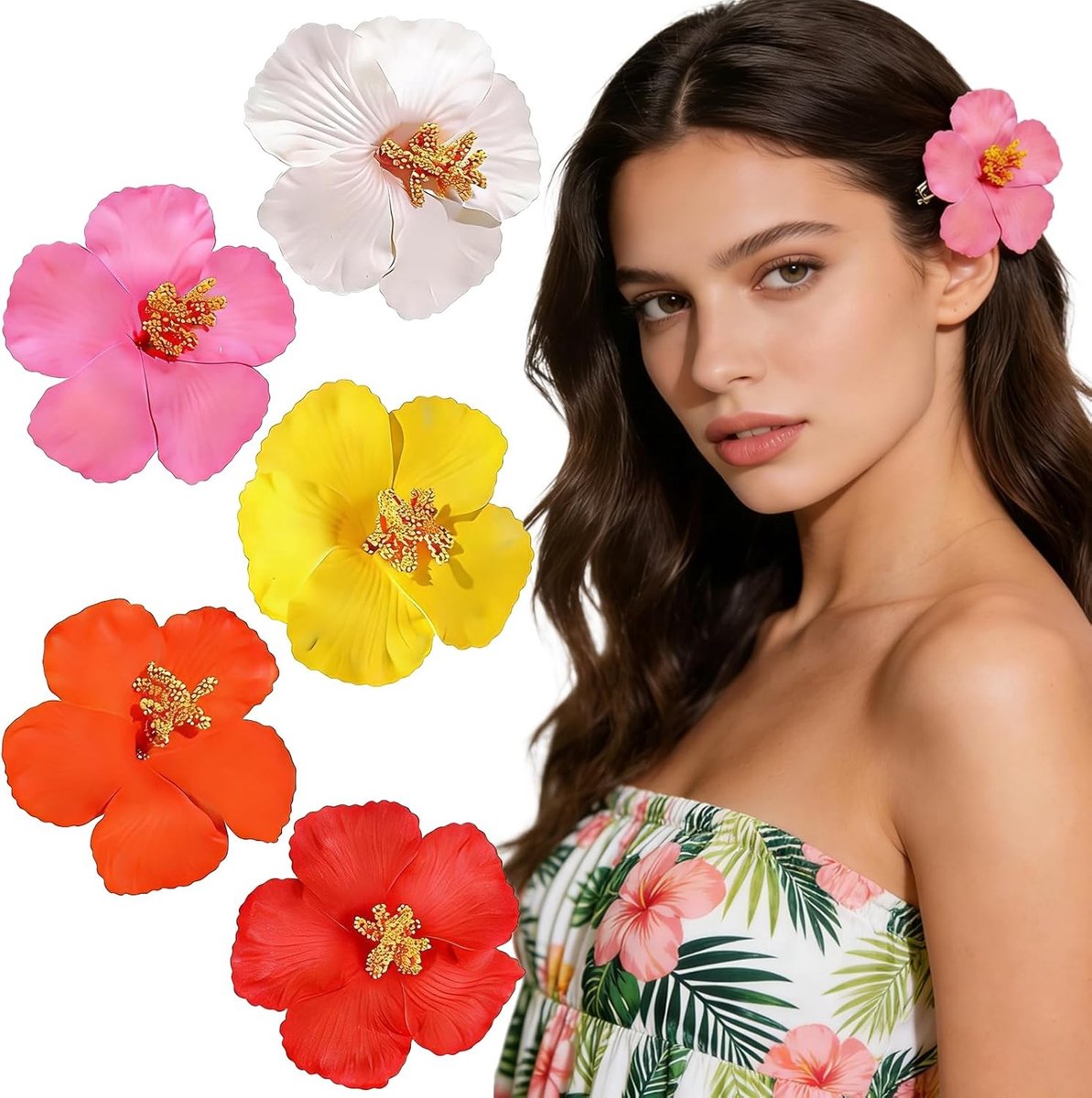 Exquise Haarclips met Bloemen in Boho Stijl voor Feestjes, Strandvakanties en Zwembadpartijen - Set van 5 Stuks