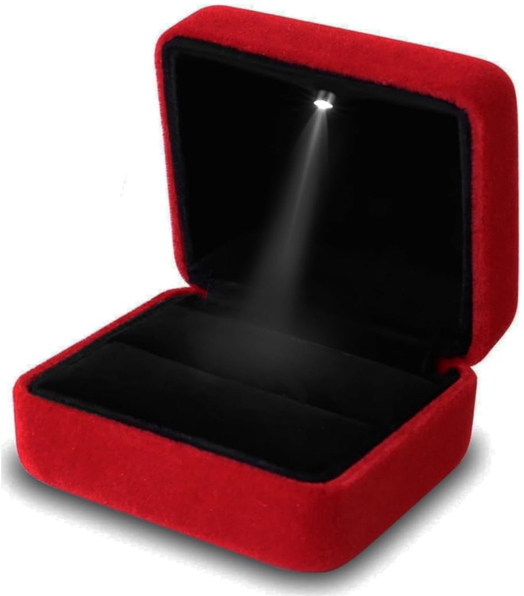 Ringendoosje met LED-verlichting - fluwelen ring box - voor verloving of aanzoek - luxe uitstraling - ShopVlot