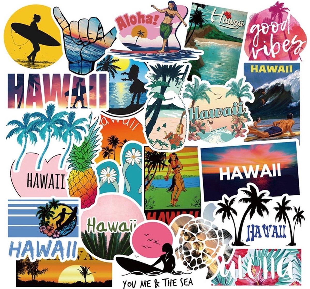 50 Hawaii Stickers – Vakantie, Reizen, Strand & Zomer