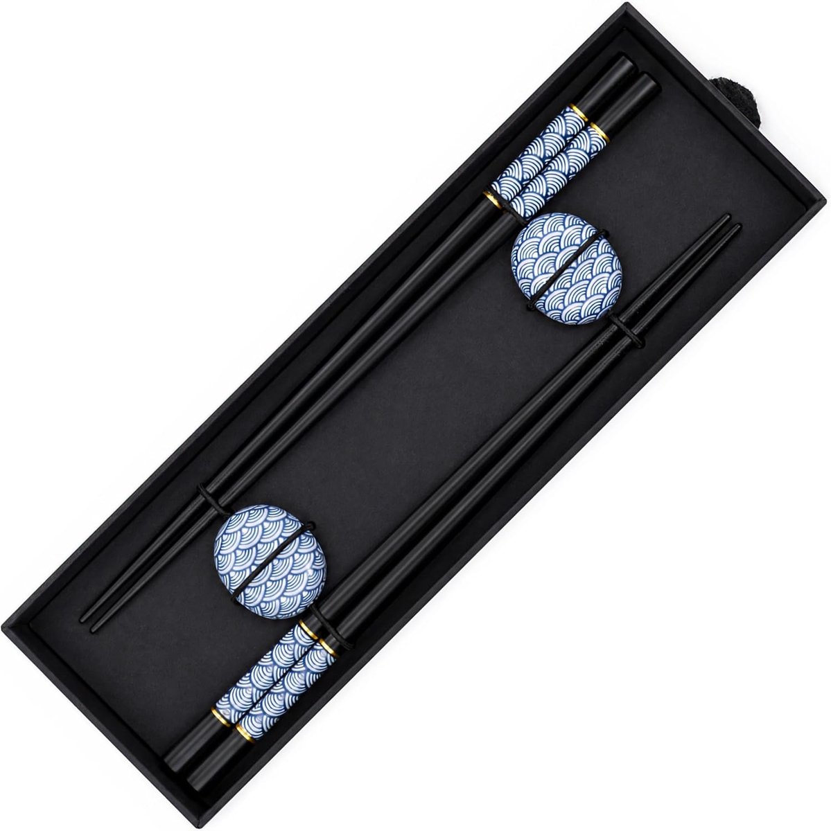 Eetstokjes van hout 22,5 cm - met keramische onderleggers - antislip en herbruikbaar - ideaal voor sushi - ShopVlot