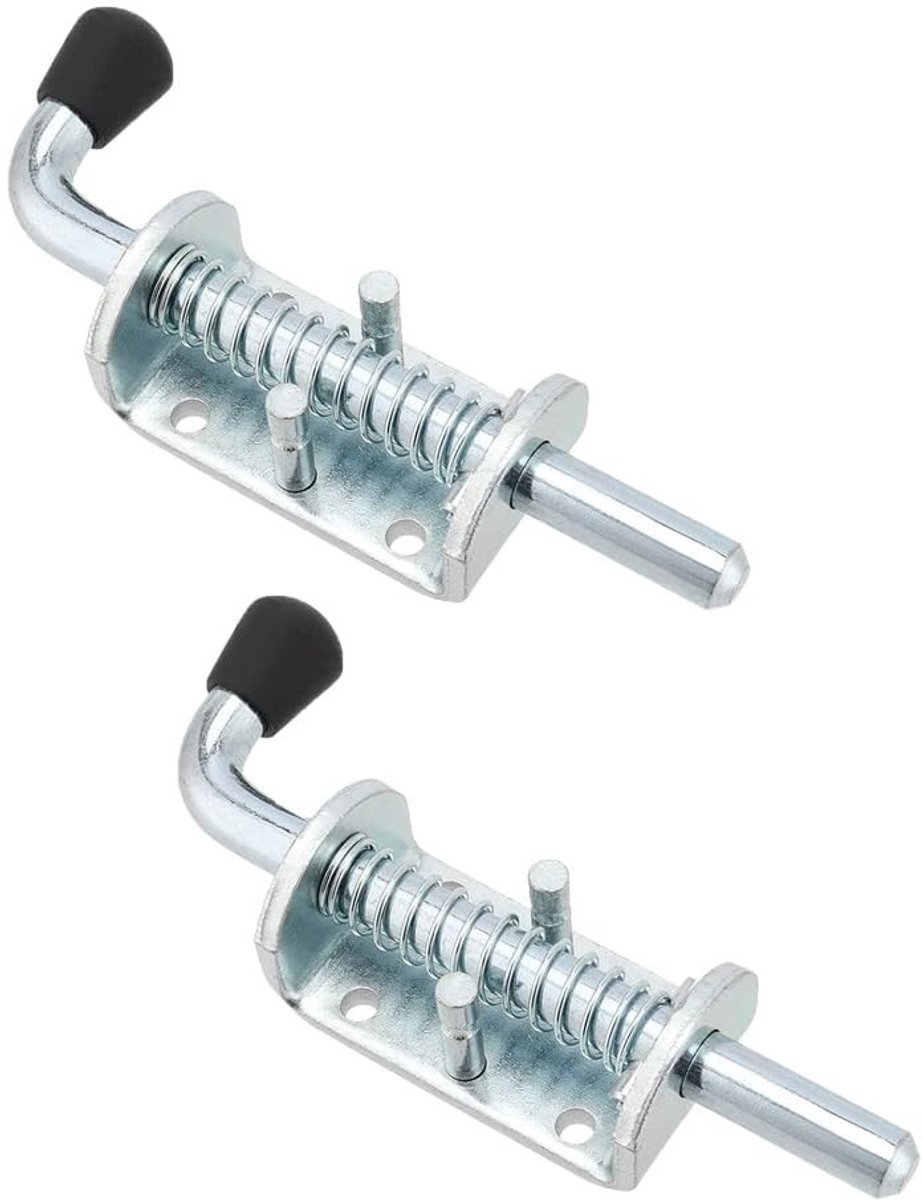Set van 2 zware veerpin-vergrendelingen, 12 x 135 mm, voor brugpoorten, tuinhuisdeuren en aanhangwagens