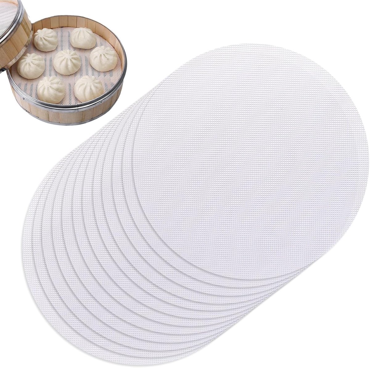 12 Stuks Siliconen Dempers - Herbruikbare Ronde Stoomplaat van 25 cm voor Dumplings, Bamboestoommand en Stoomgerechten