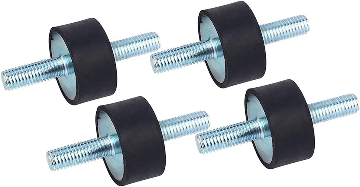 Anti-vibratie rubber houders voor schokdempers met dubbele schroefstuds - 4 stuks, M8*23, isolatie en demping