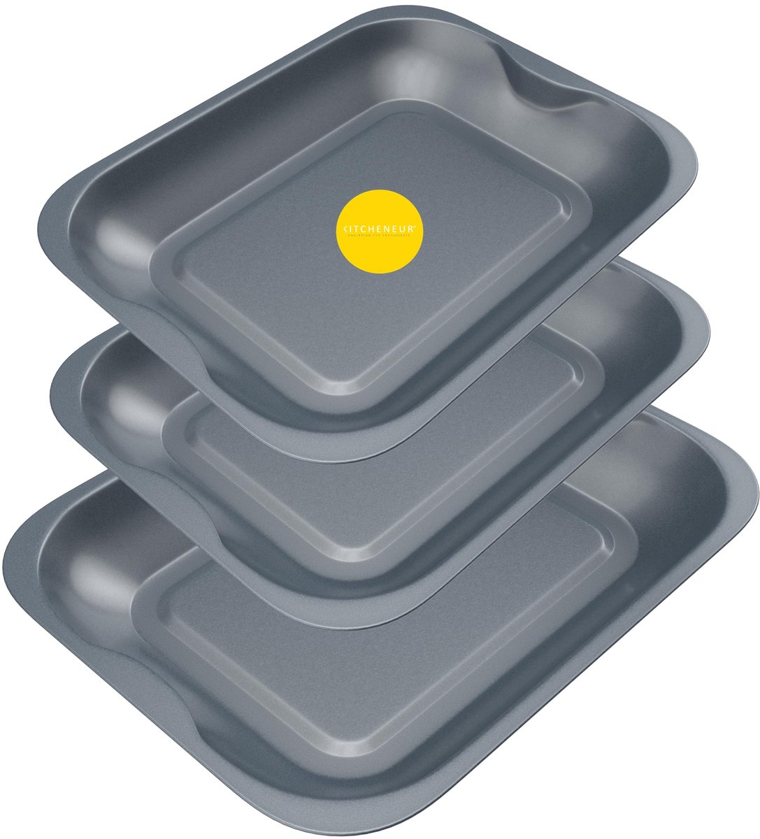 Braad- en bakplaat set 3-pack - Medium (33cm) & Groot (38cm) - Non-stick - Ideaal voor roosteren - ShopVlot