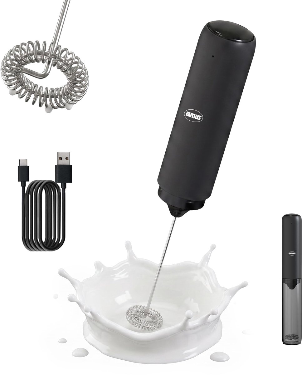 Melkopschuimer elektrisch oplaadbaar - draagbaar - USB-C - perfect voor schuimige dranken - ShopVlot