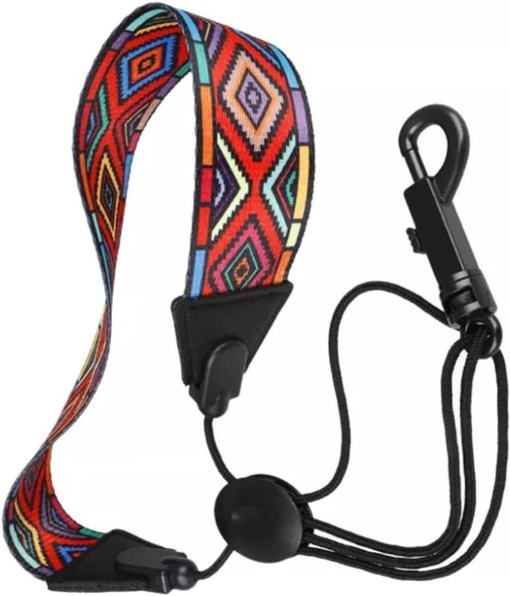 Kleurrijke nekband voor alt- en tenor-saxofoon van polyester met diamantpatroon en comfortabele strap