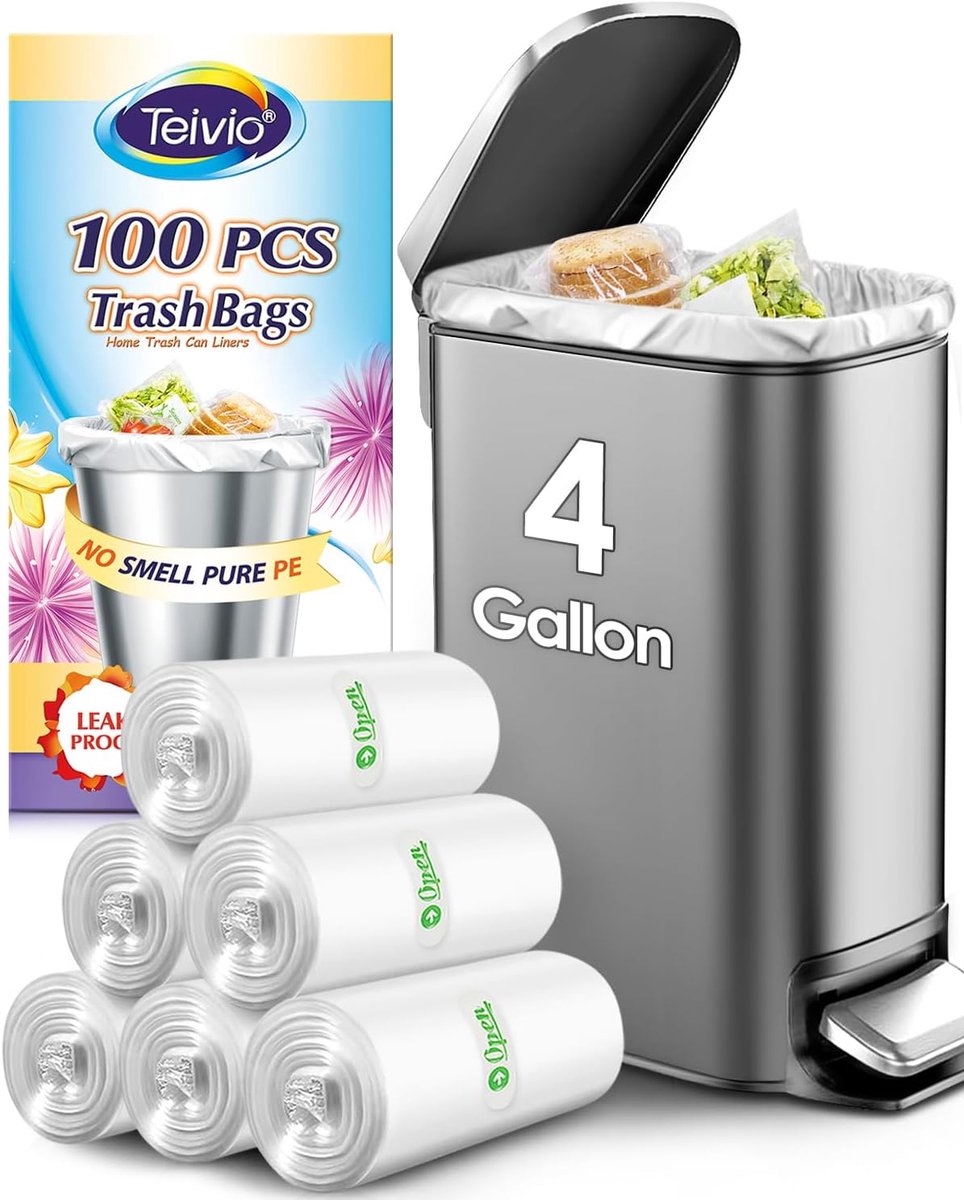 Vuilniszakken 4 gallon - Sterk en helder - Geschikt voor 12-15 liter - Perfect voor badkamer en keuken - ShopVlot