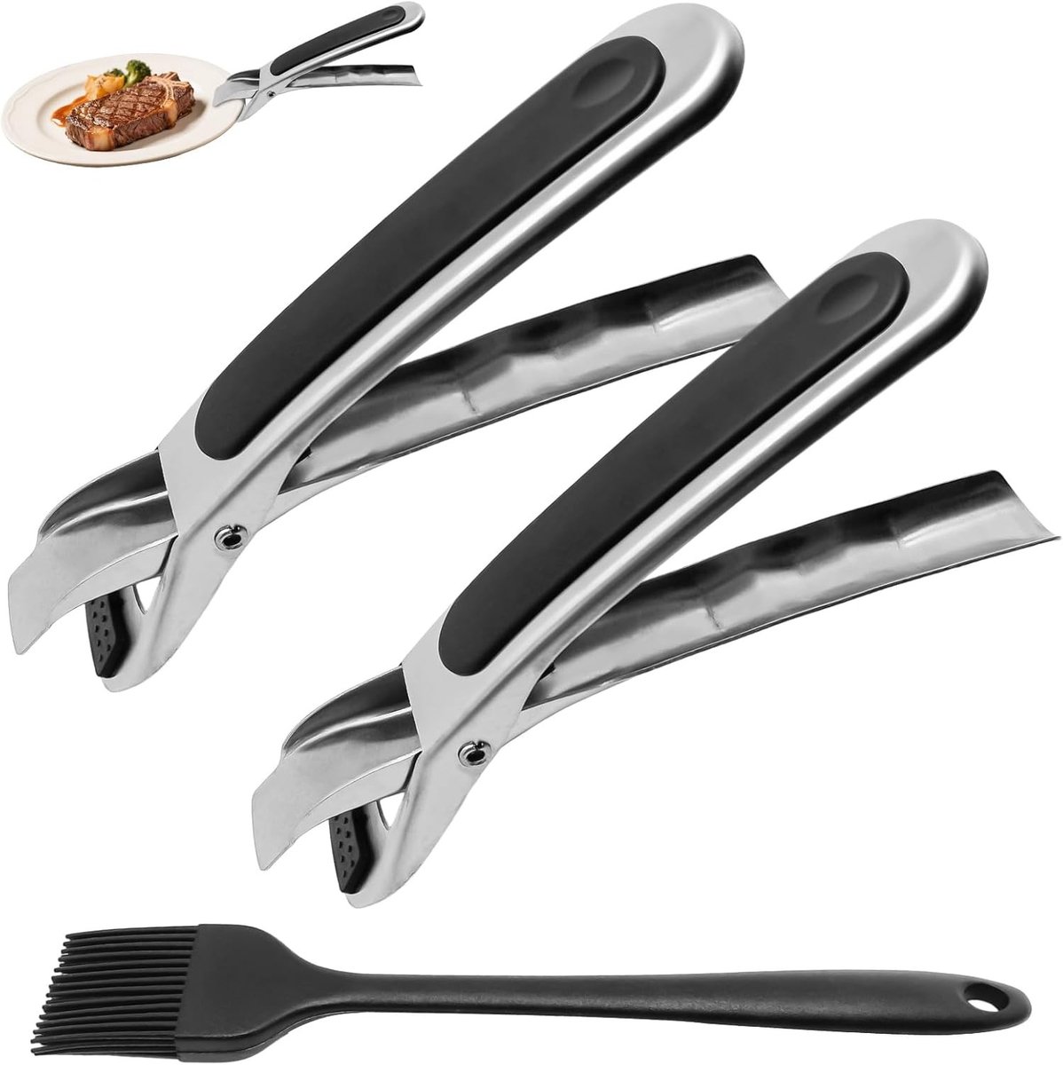 Stainless steel air fryer tangen set van 2, hittebestendig, antislip, keukenaccessoires