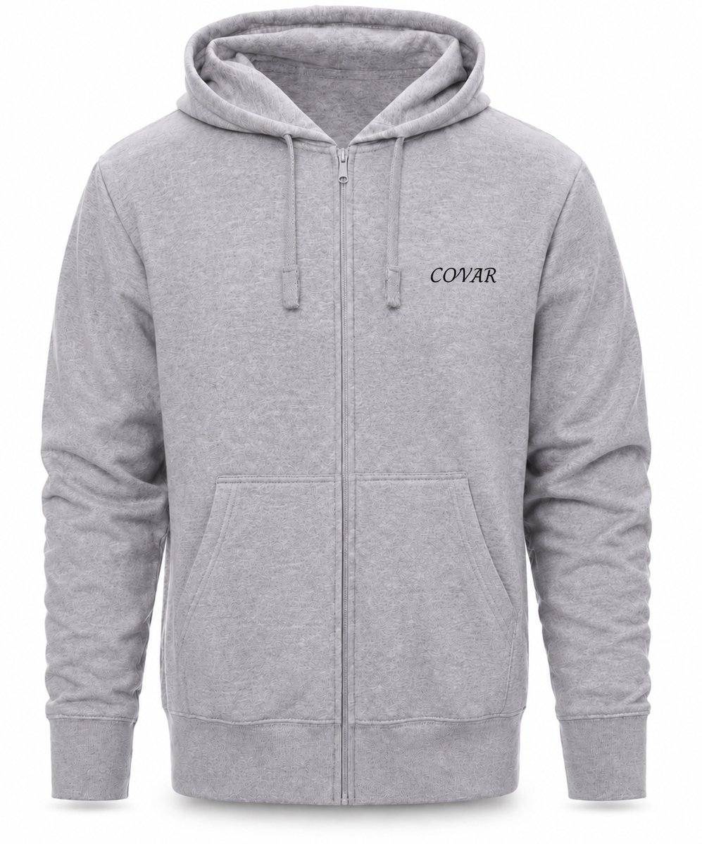 Vest Heren met Rits en COVAR Print - Grijs - Vest met Capuchon - Voor Wandelen, Reizen & Dagelijks Gebruik - S