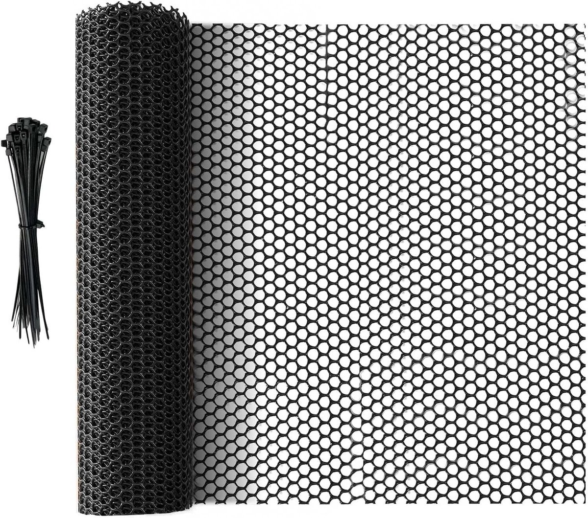 5 m x 40 cm Rolnet, Veelzijdige Zwarte Plastic Omheining en Gaas, Snijdbaar Diergaas voor Katten, Honden en Konijnen, Duurzame Bescherming voor Planten en Bomen