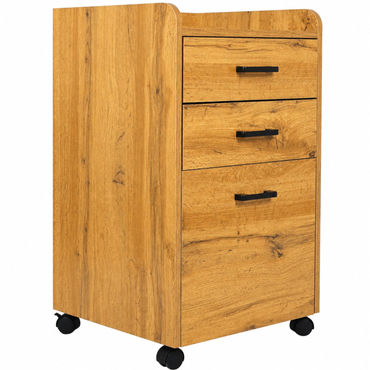 Ladekast - eikenkleur - 40 x 42 x 72 cm - 3 lades - op wielen
