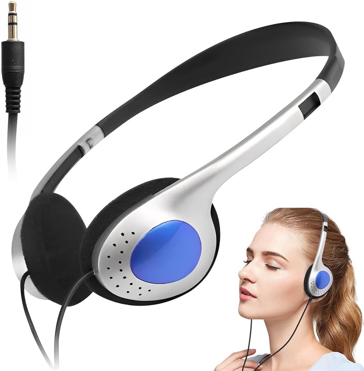 Hoofdtelefoon retro lichtgewicht - hifi-stereo - blauw - ideaal voor mobiele telefoons - ShopVlot