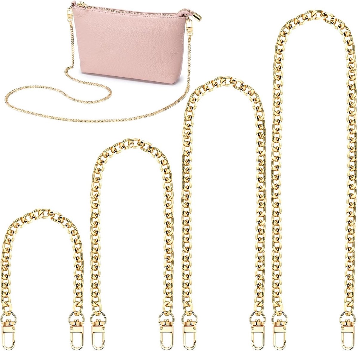 4 Stuks Schouderbanden, Metalen Draagriemen voor Handtassen, DIY Tas Accessoires, Vervangende Kettingen van 40 tot 120 cm, Ideaal voor Handtassen en Schoudertassen