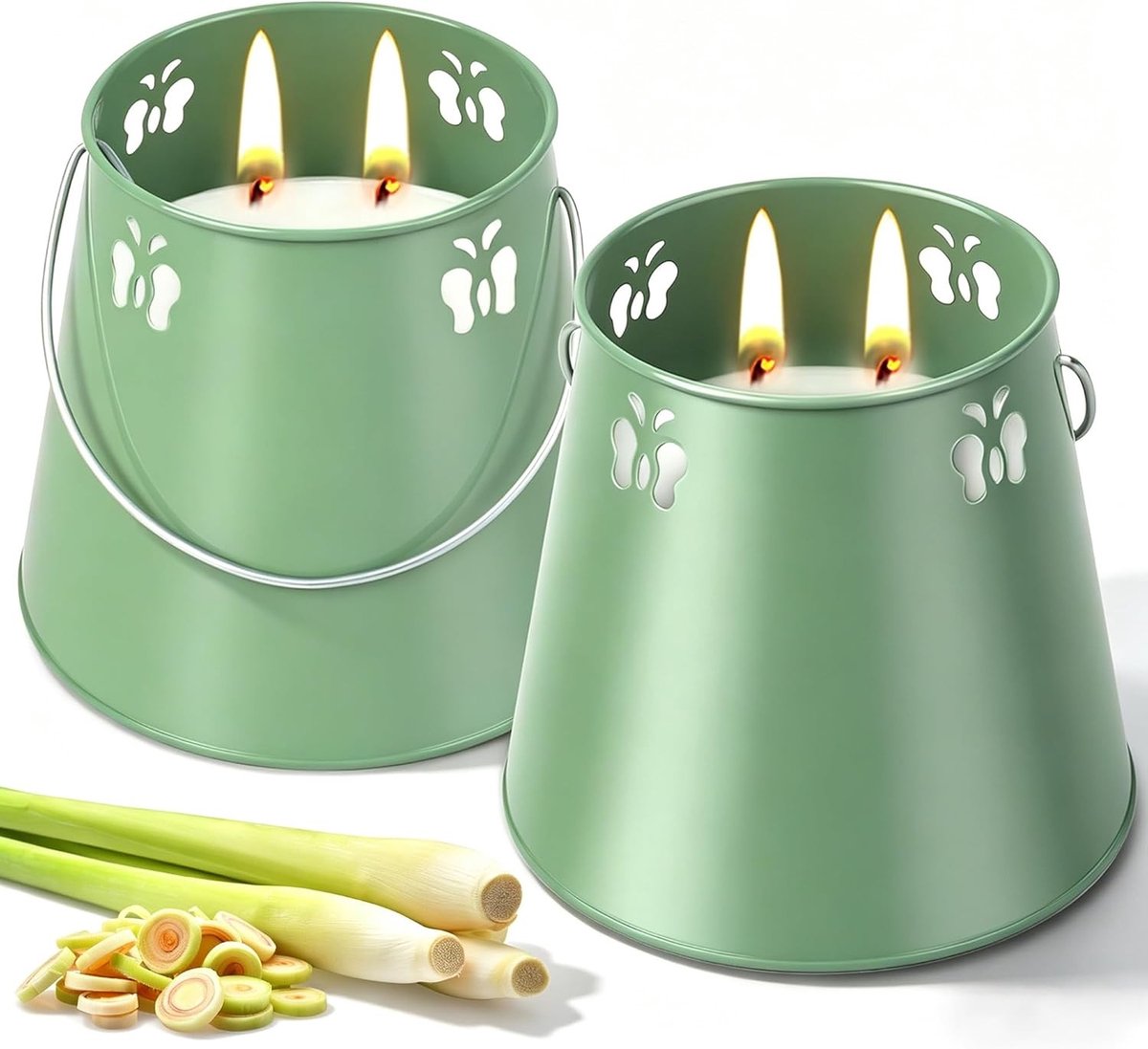 Citronellakaarsen Set van 2 - Natuurkleur - 2 x 2 x 2 cm - 100% Natuurlijke Sojawas - Voor Buiten en Binnen