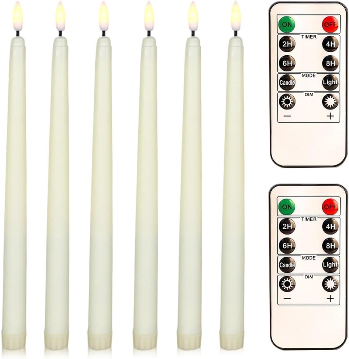 BNGXR 6 stuks conische led-kaarsen met afstandsbediening, vlamloze ledkaarsen, werkt op batterijen, conische - ShopVlot