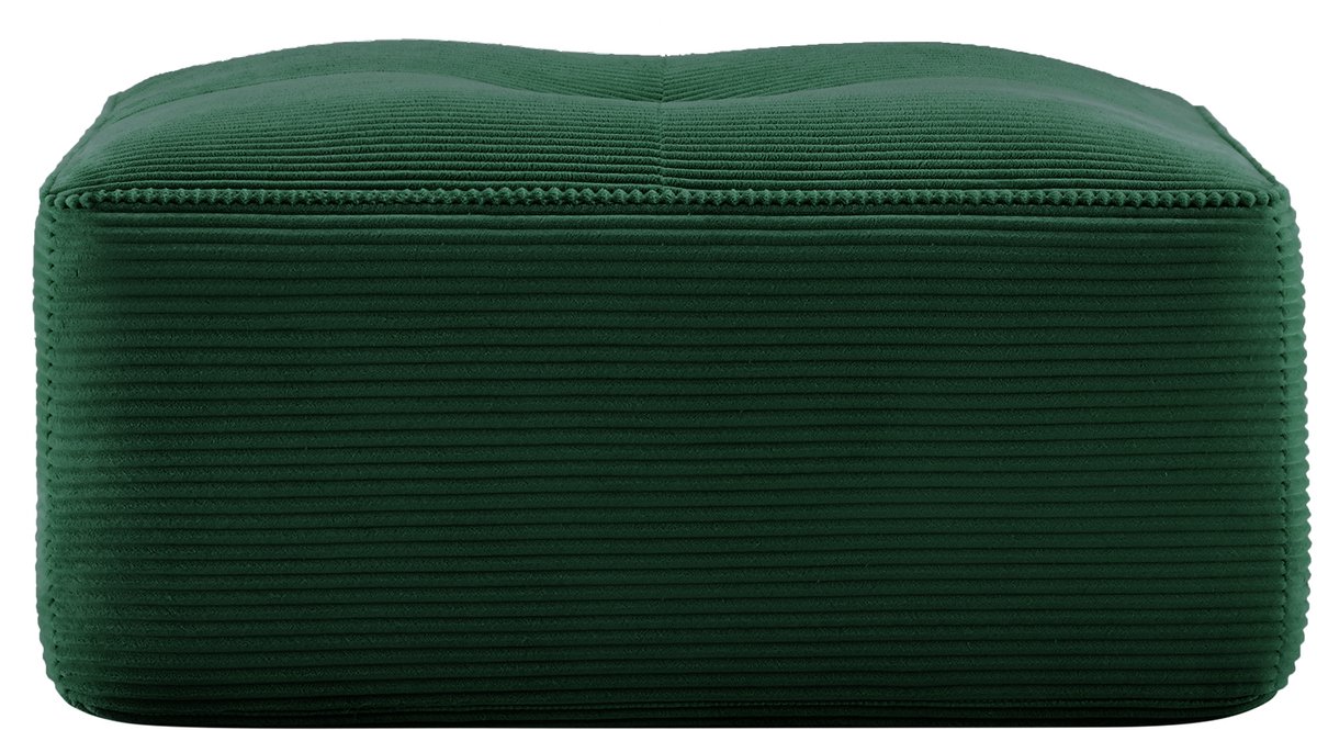 Wishdor Poef - Modulair ottoman - Zachte corduroy bekleding - Ribstof - Groen - Rechthoekig - Antislip basis - Voor volwassenen - Voor binnen - 83 x 26 cm