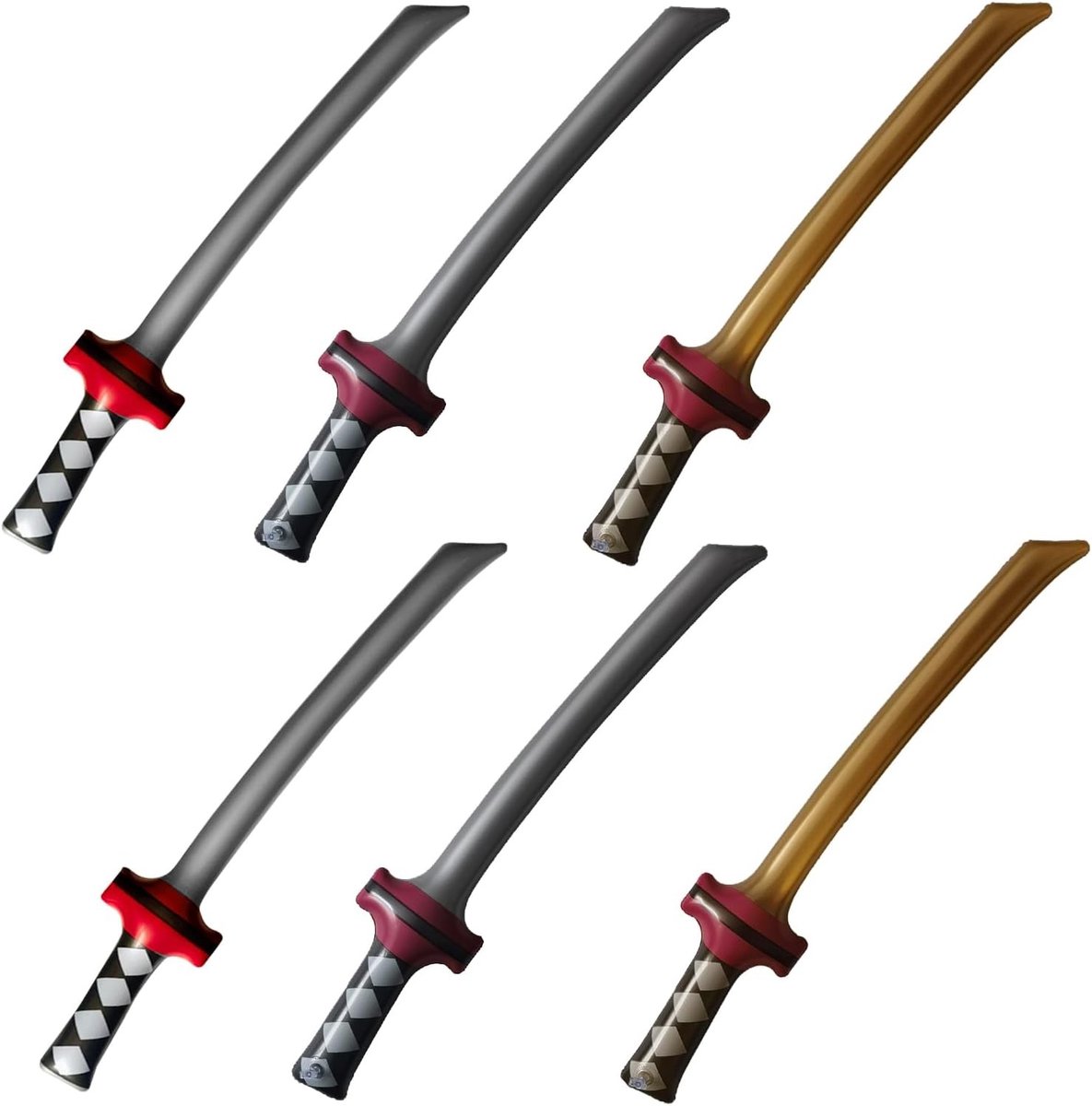 Set van 6 Opblaasbare Zwaarden voor Kinderen - Samurai Zwaard, Ninja Zwaard, Speelgoed Zwaarden voor Piratenfeest en Verkleedpartijen