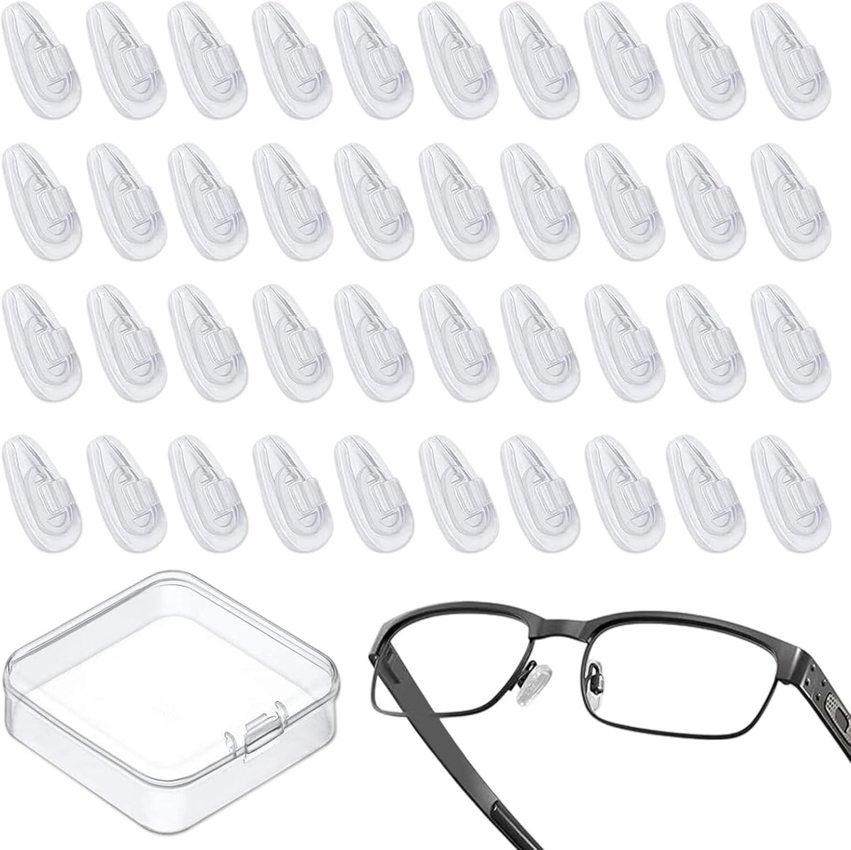 Comfortabele en transparante neuspads van silicone - 20 paar, universeel geschikt voor brillen en zonnebrillen, anti-slip, 14x7.4x2 mm