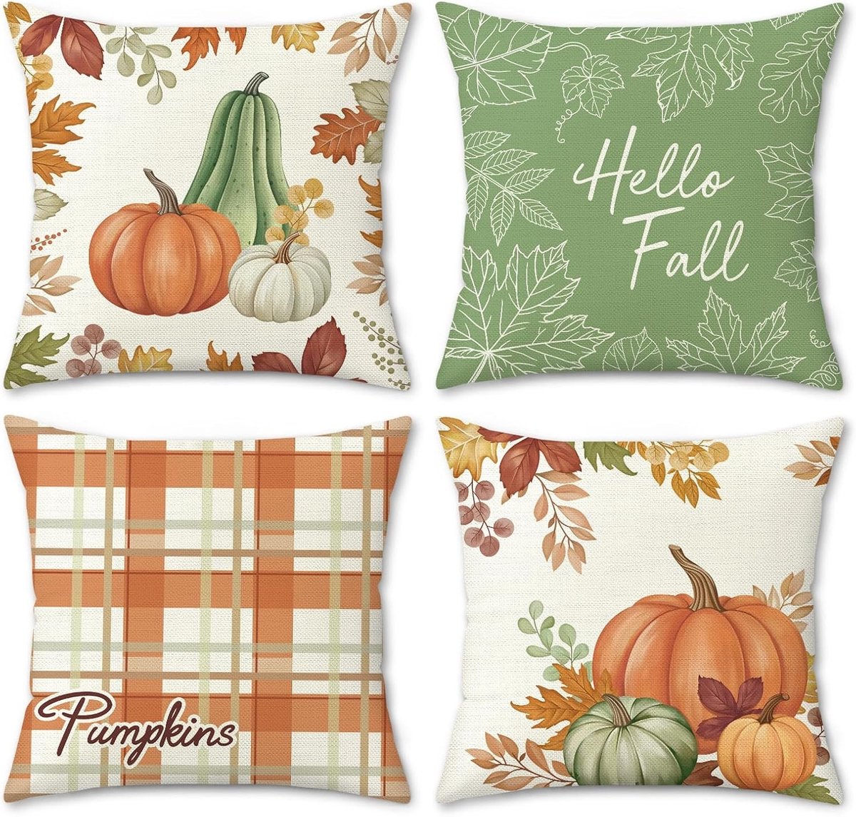 Herfst Kussenslopen - Multicolor - 45 x 45 cm - Polyester met Pompoenontwerp - Voor Woonkamer en Tuin